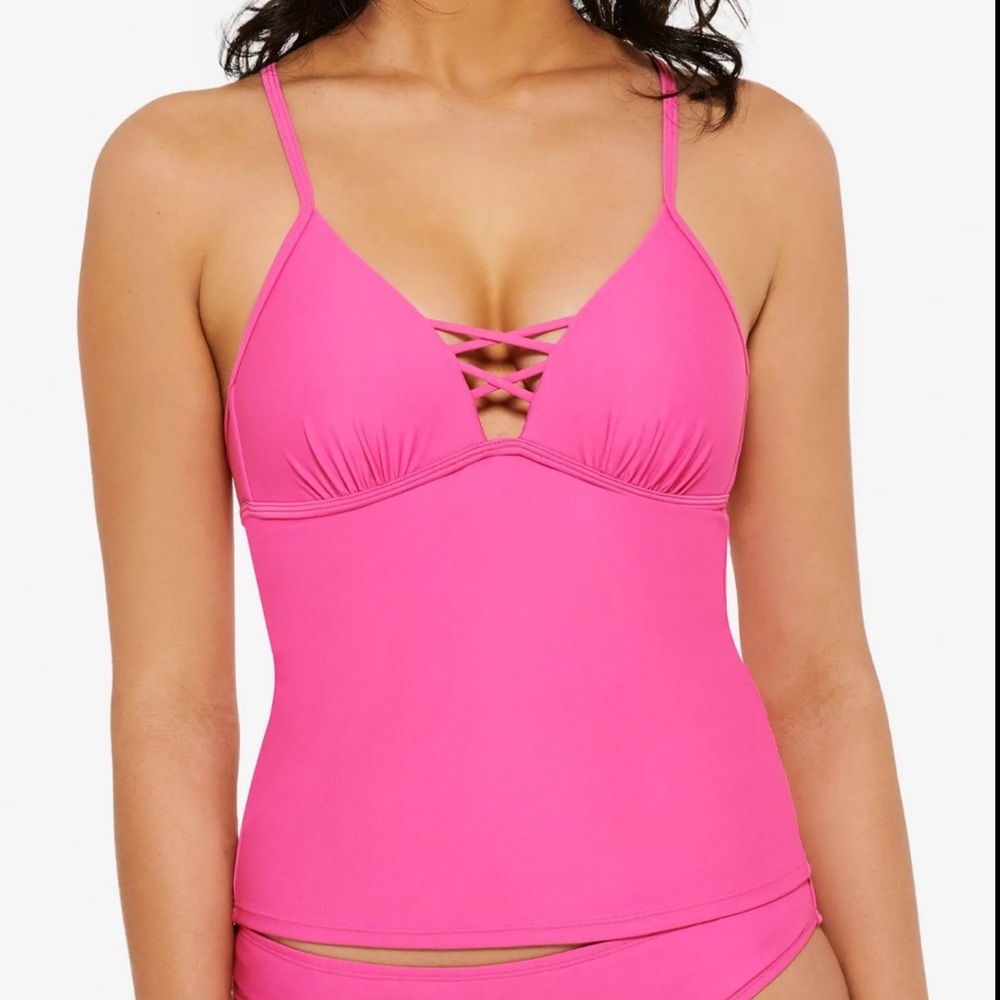 Hula Honey pink tankini swim top XS